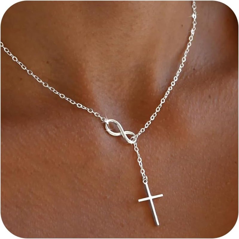 Poxtex Infinity Cross Necklace for Women, Unique Trendy Fahion Cross Jewelry Gifts, Non Tarnish & Waterproof Dainty Simple Gold Cross Pendant, Christian Religious Easter Faith Accessories Jewelry Gifts - Image 1